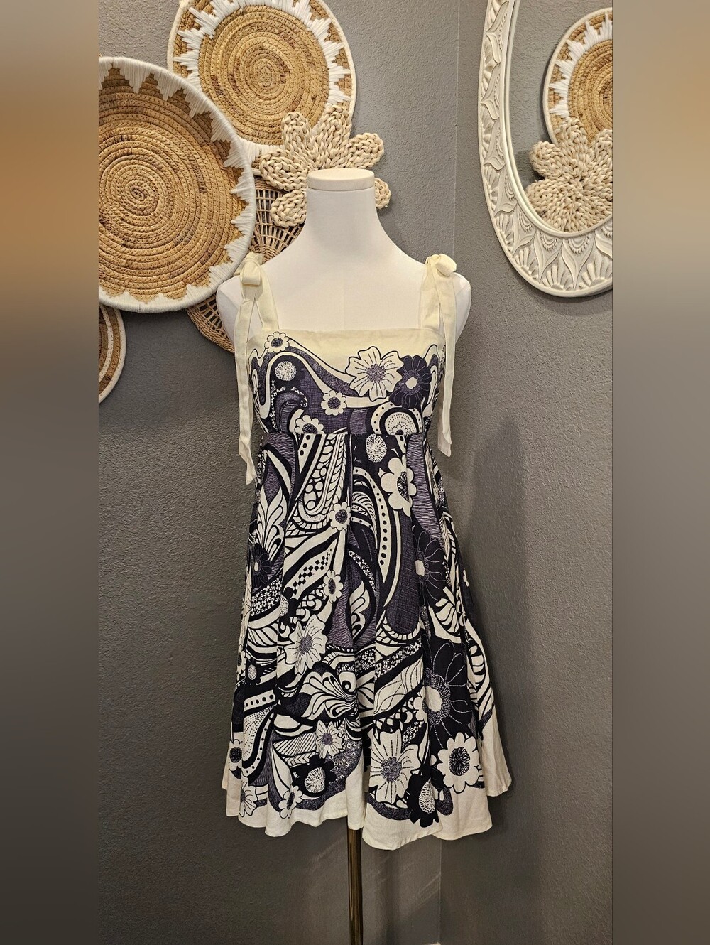Caroline Constas Laurel Mini Dress Blue Garden Toile. Size-XS